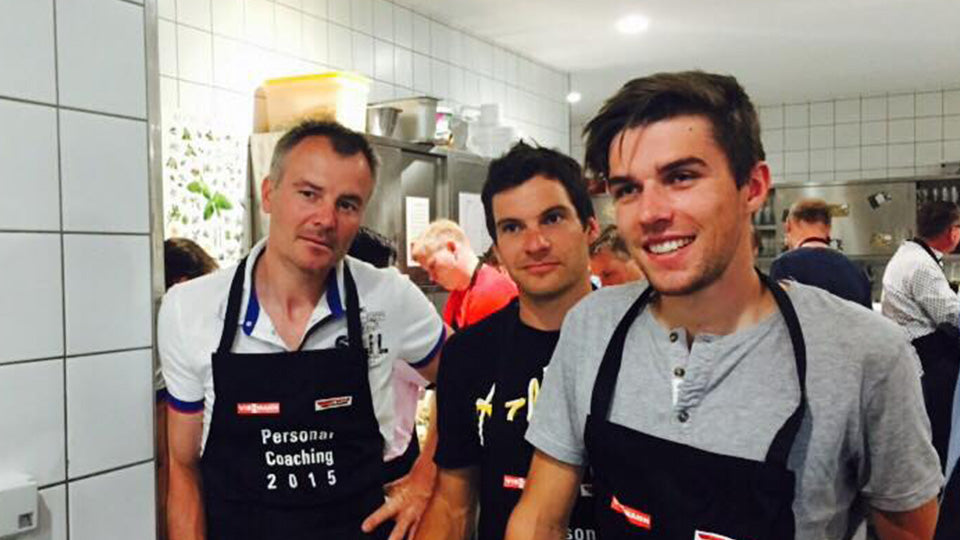 Sven Fischer, ehem. Biathlet, Hannes Dotzler, ehem. Langläufer, Johannes Rydzek, Nordischer Kominierer  Klaus Eberhartinger, Sänger der Band Erste Allgemeine Verunsicherung (EAV)